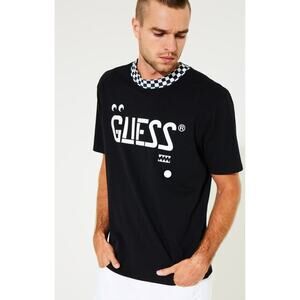 GUESS x J. BALVIN Checkered Collar Logo Tee, Small